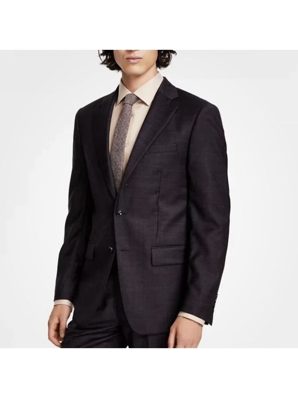 Calvin Klein Mens Wool Burgundy Slim Fit Suit Jacket Blazer Sport Coat 36 Reg
